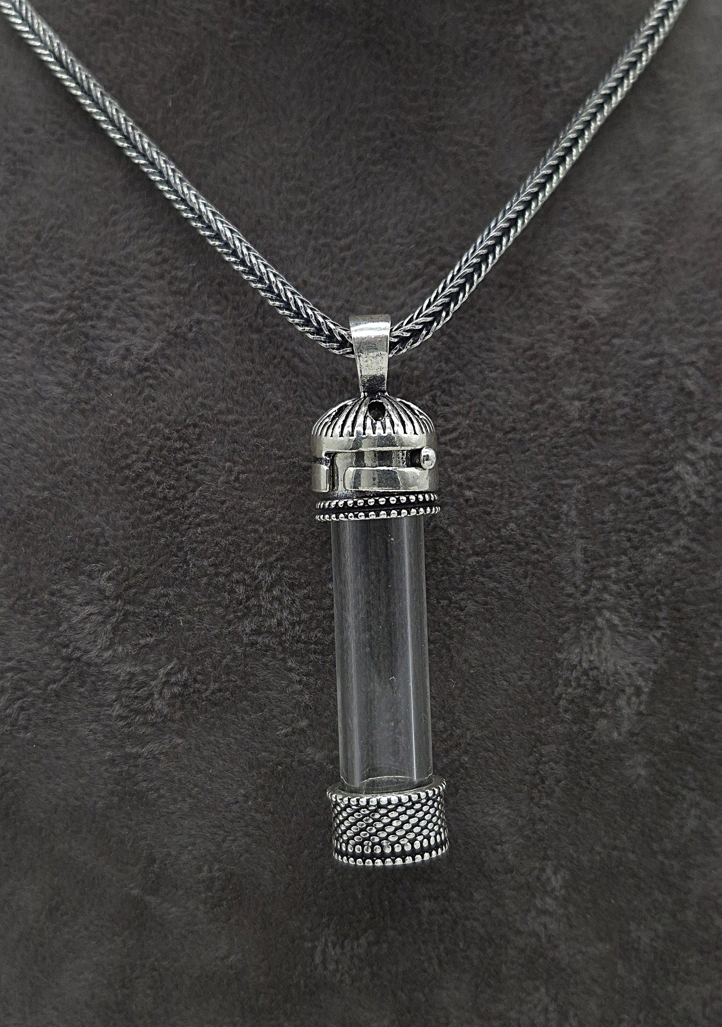 Silber Fuchsschwanzkette 925 Glas Fläschchen Anhänger