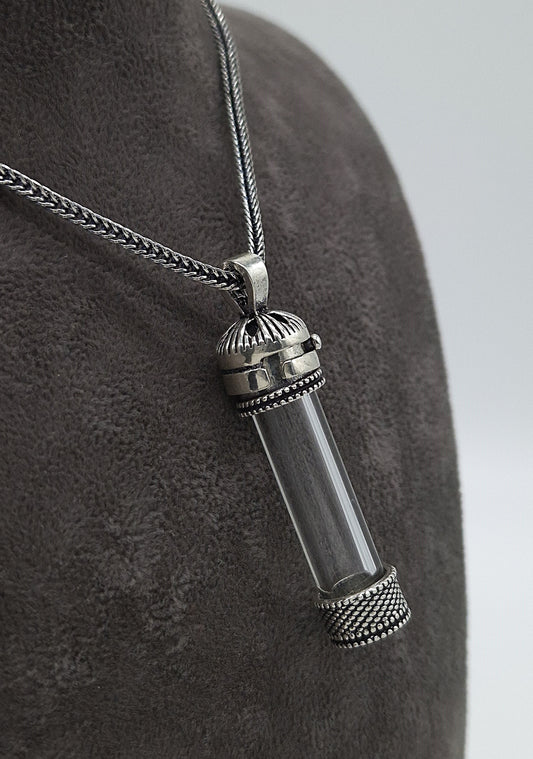 Silber Fuchsschwanzkette 925 Glas Fläschchen Anhänger