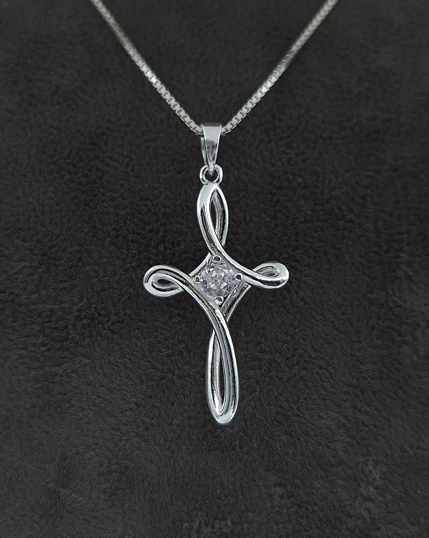 Silber Halskette 925 geschwungenes Kreuz