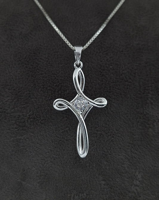 Silber Halskette 925 geschwungenes Kreuz