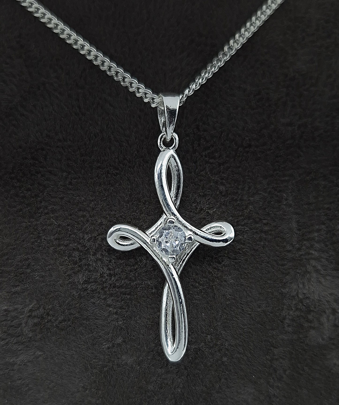 Silber Panzerkette 925 geschwungenem Kreuz Anhänger