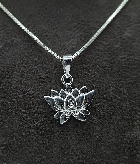 Silber Halskette 925 Wasserlilie Anhänger