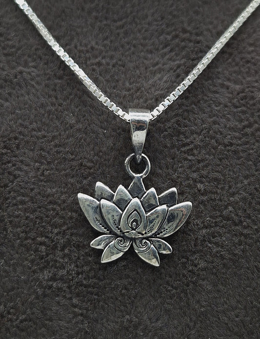 Silber Halskette 925 Wasserlilie Anhänger