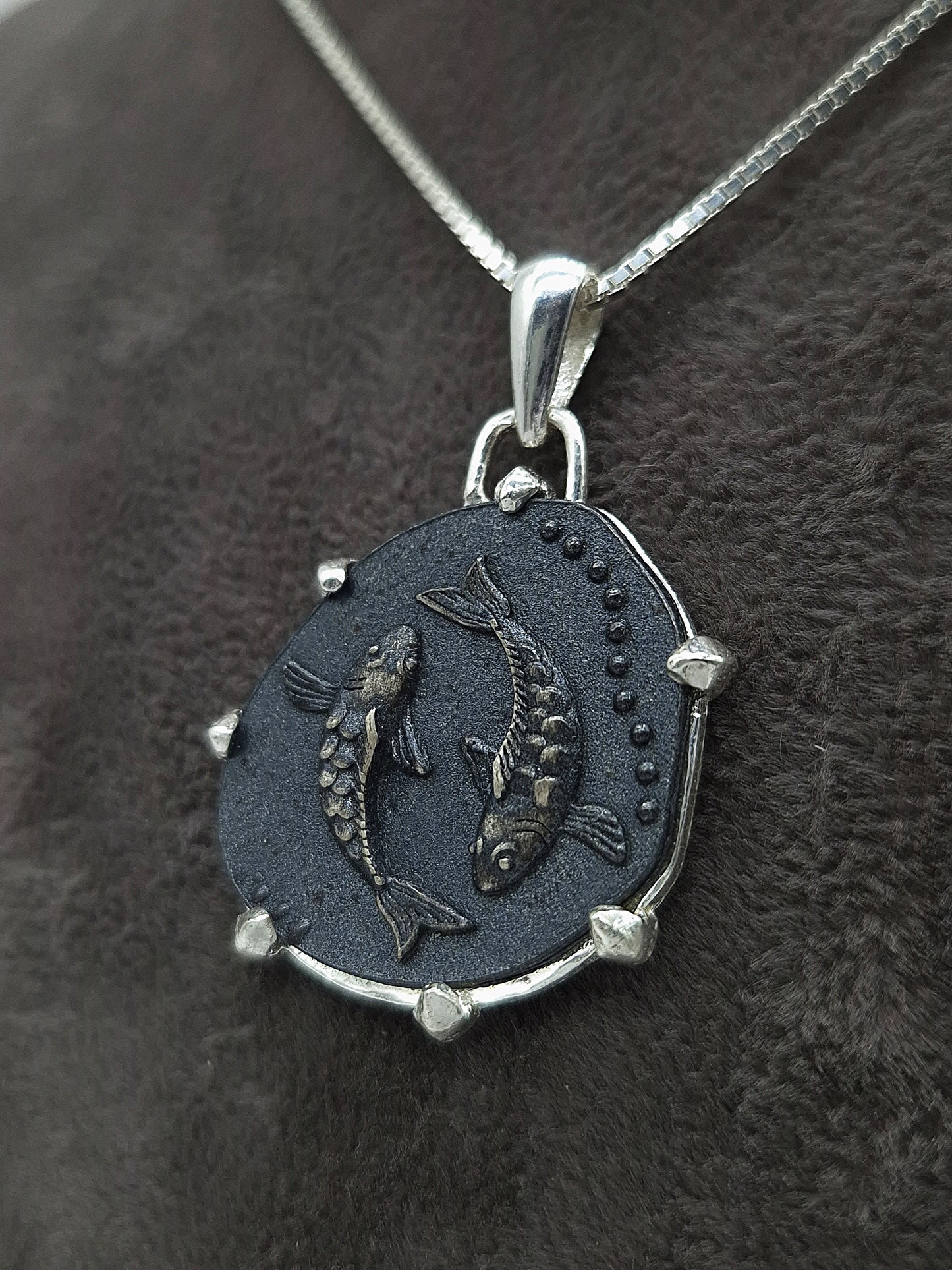 Silber Halskette 925 Sternzeichen Fisch Anhänger