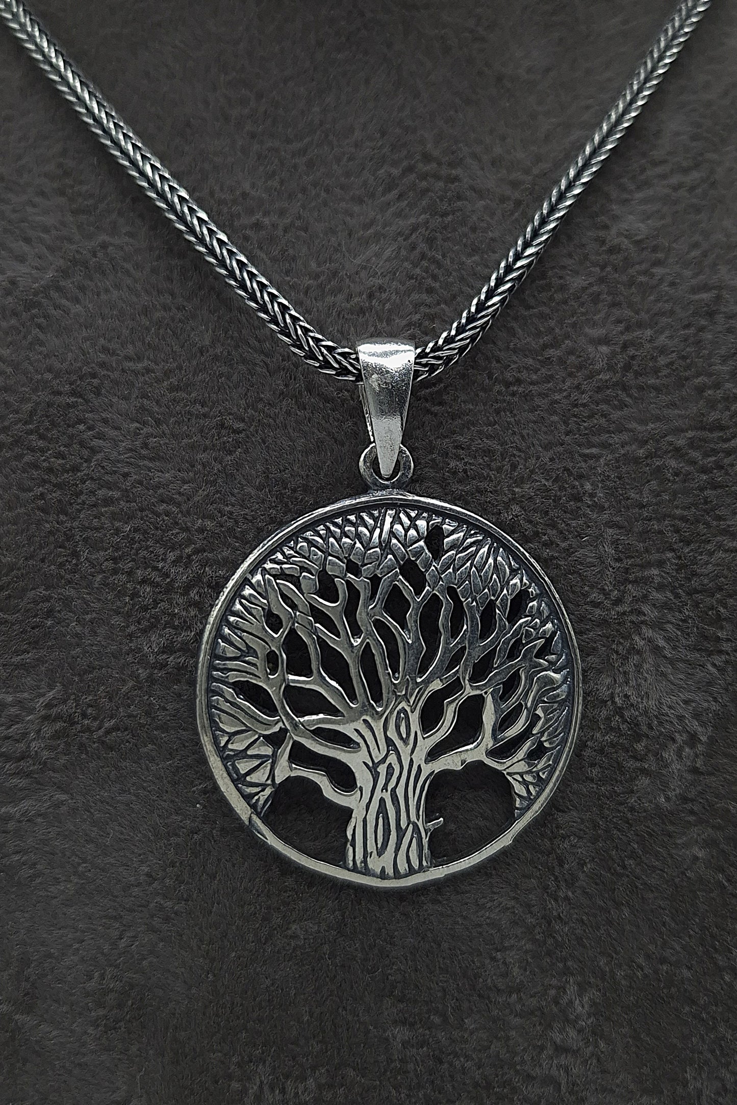 Silber Fuchsschwanzkette 925 Lebensbaum Anhänger