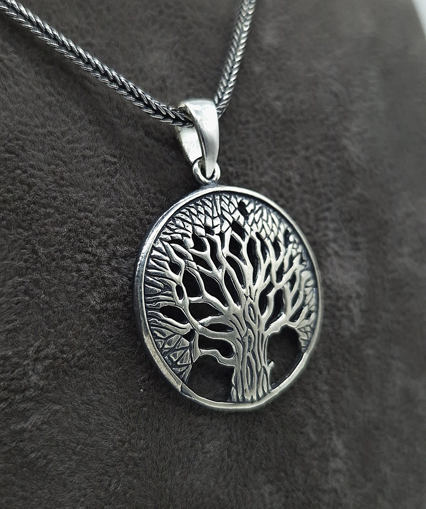 Silber Fuchsschwanzkette 925 Lebensbaum Anhänger