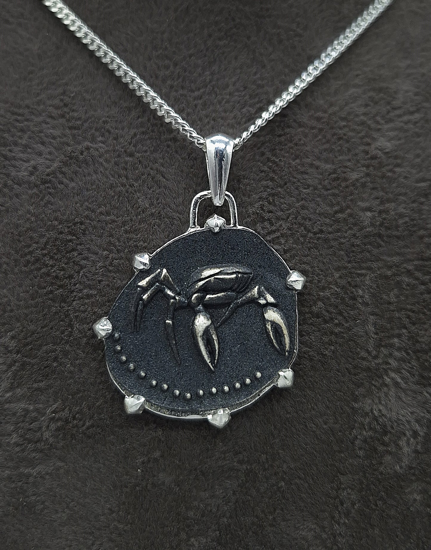 Silber Panzerkette 925 Sternzeichen Krebs Anhänger