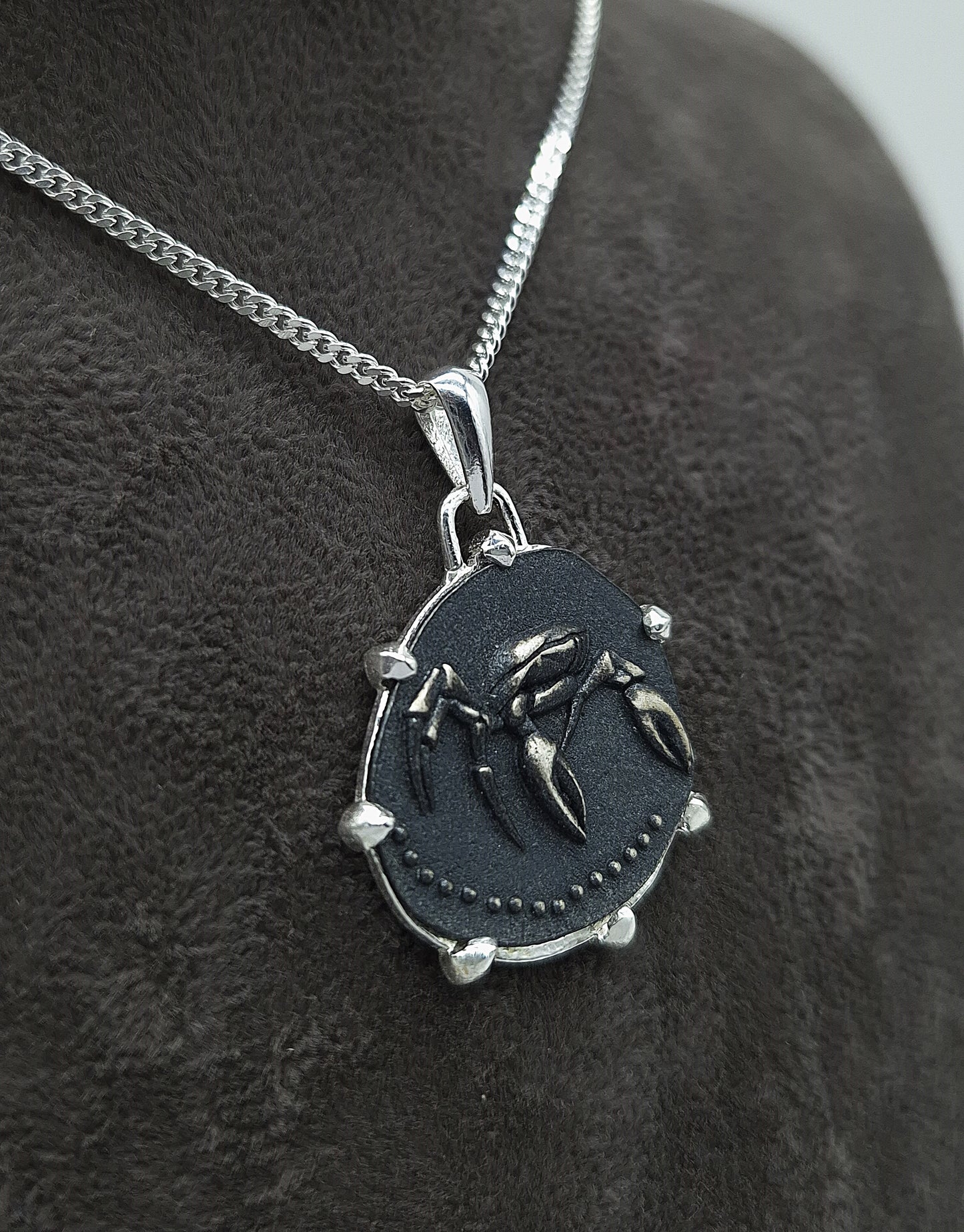 Silber Panzerkette 925 Sternzeichen Krebs Anhänger