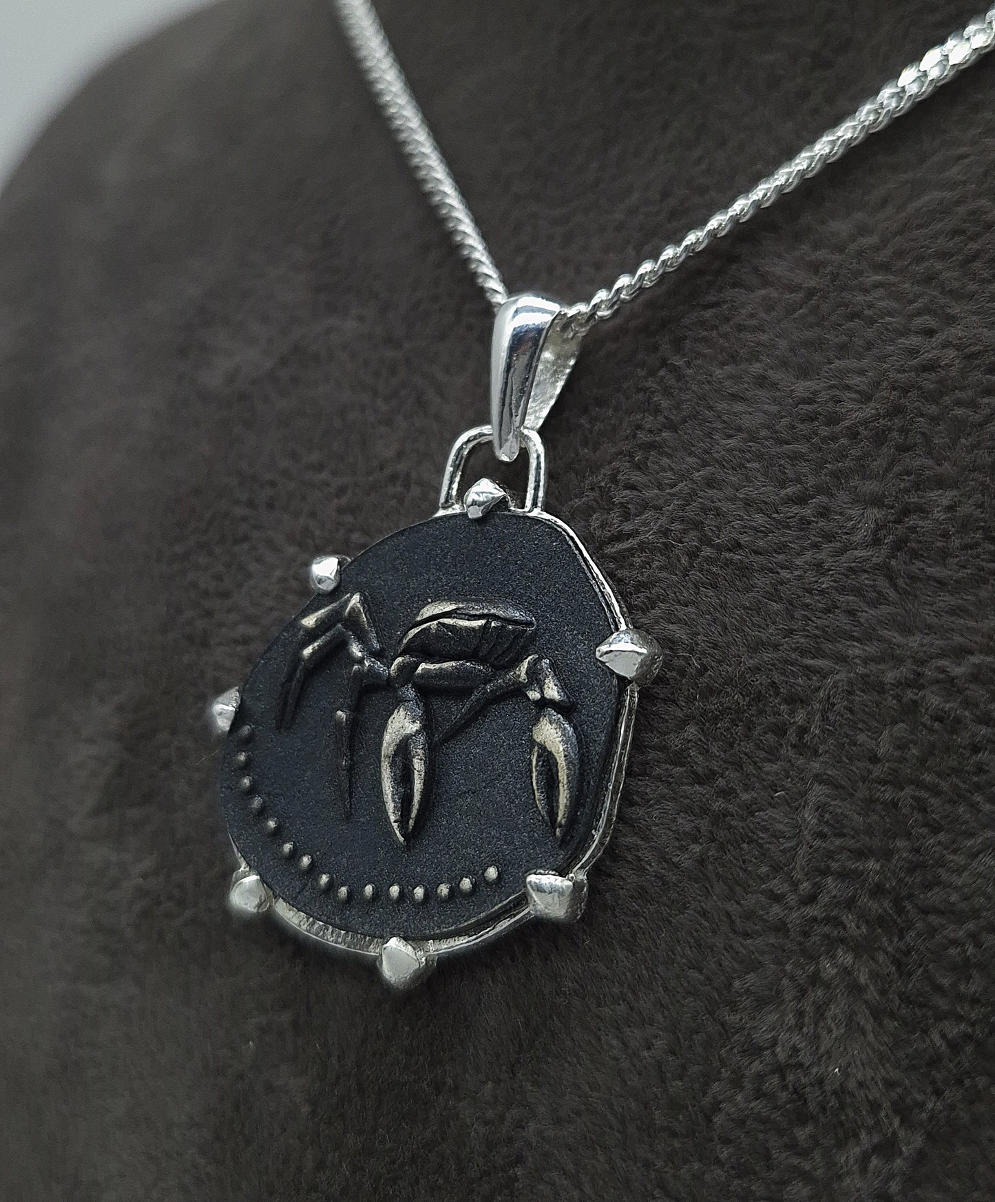 Silber Panzerkette 925 Sternzeichen Krebs Anhänger