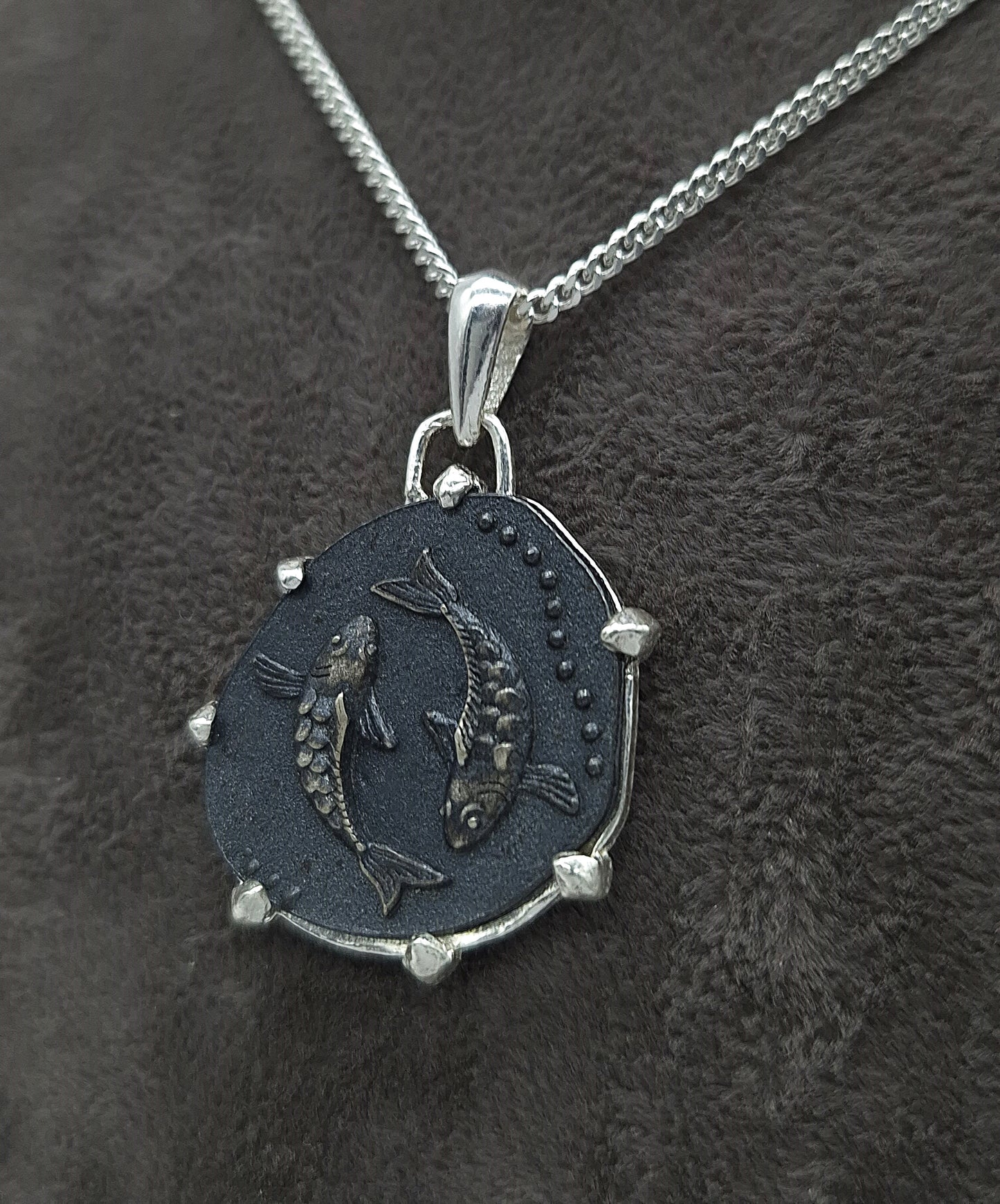 Silber Panzerkette 925 Sternzeichen Fisch Anhänger