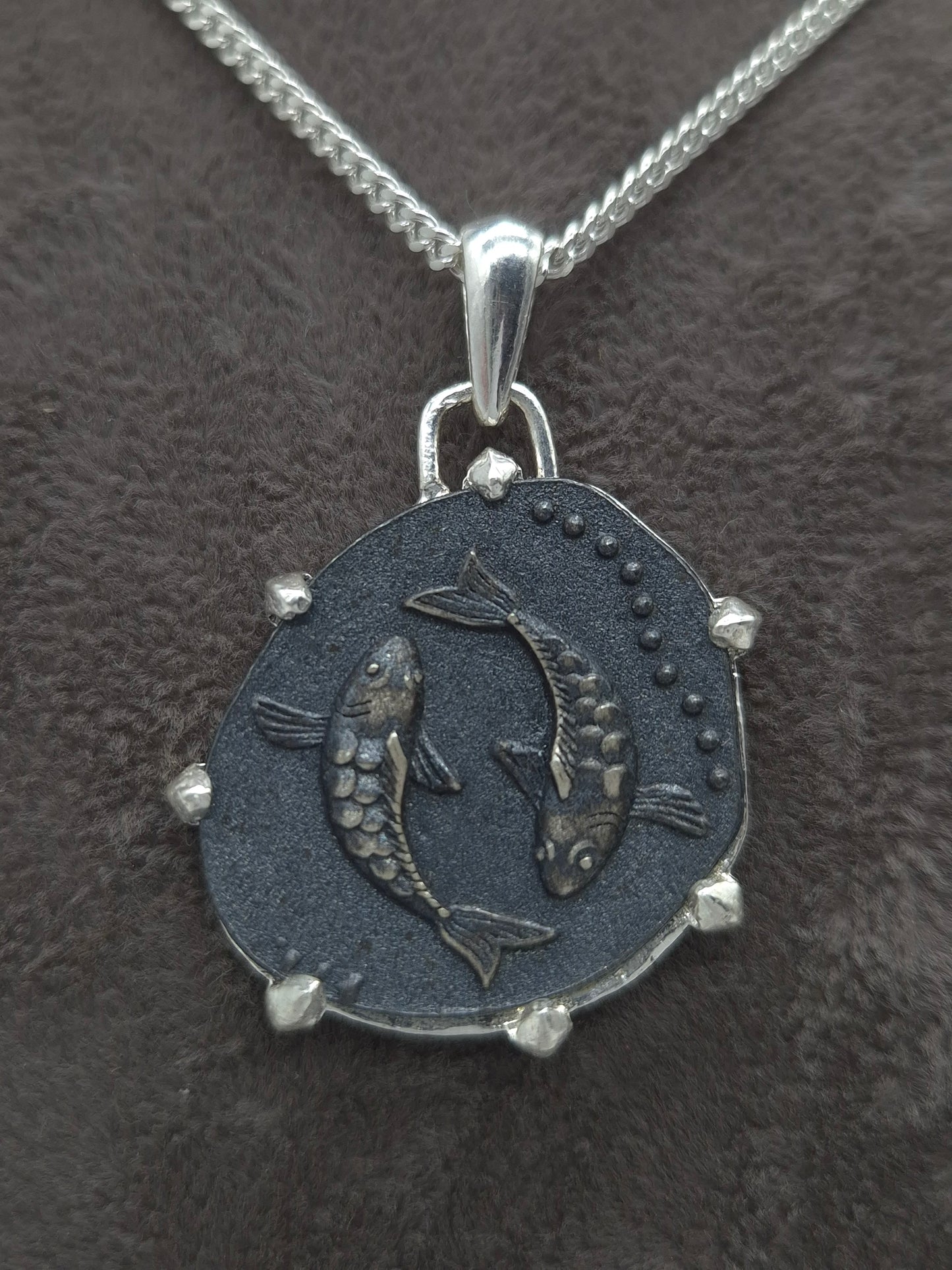 Silber Panzerkette 925 Sternzeichen Fisch Anhänger