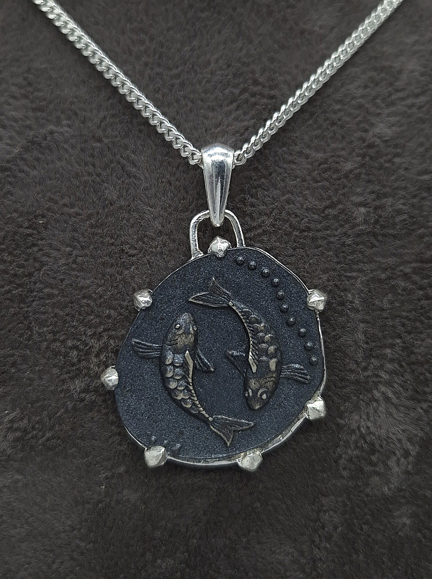 Silber Panzerkette 925 Sternzeichen Fisch Anhänger