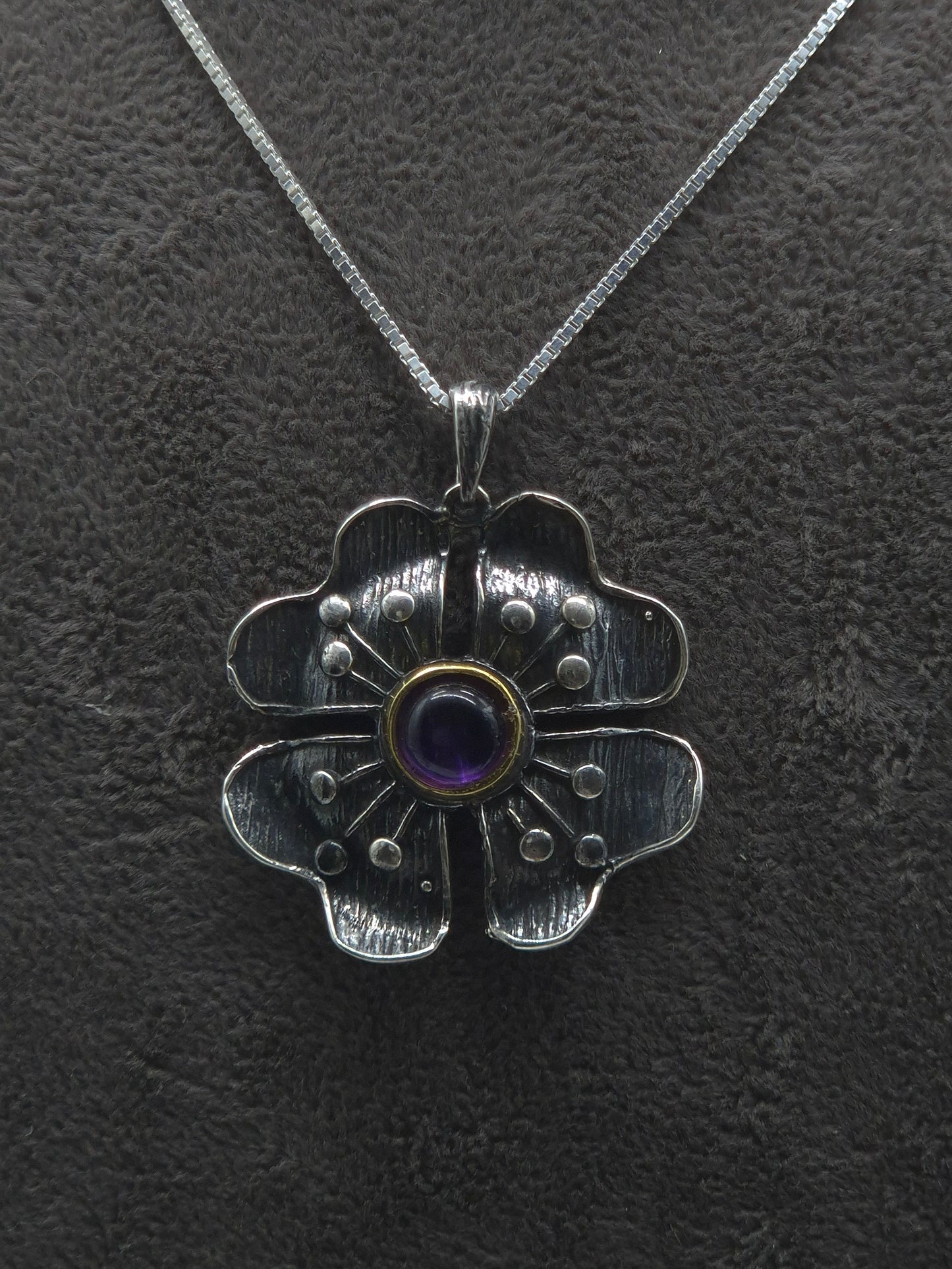Silber Venezianerkette 925 Blume mit Amethyst