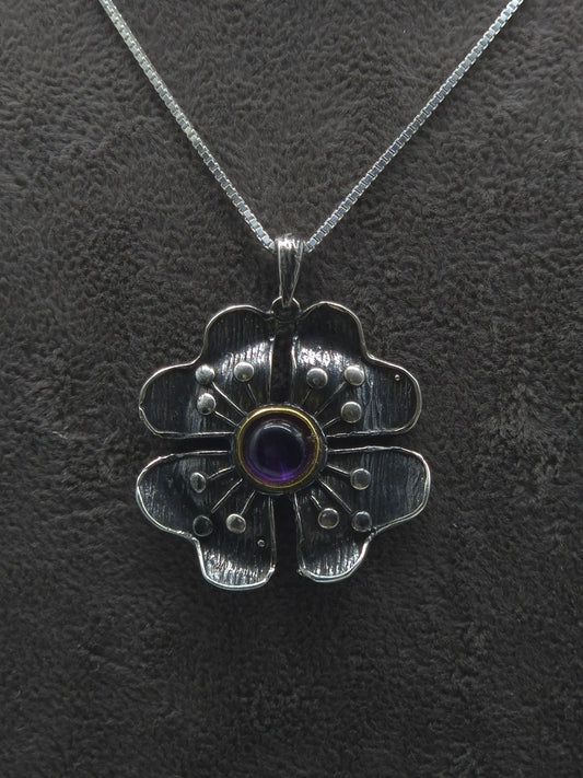 Silber Venezianerkette 925 Blume mit Amethyst