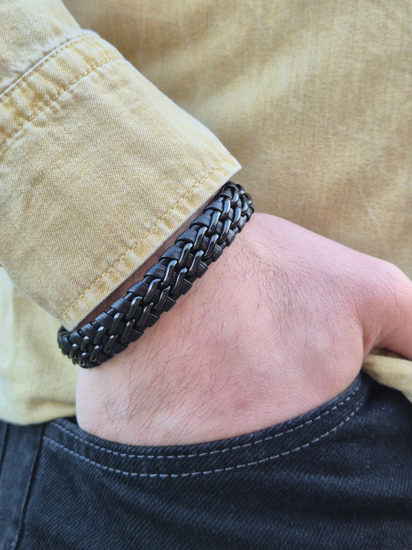 Lederarmband mit Verlängerungsglied Shadow