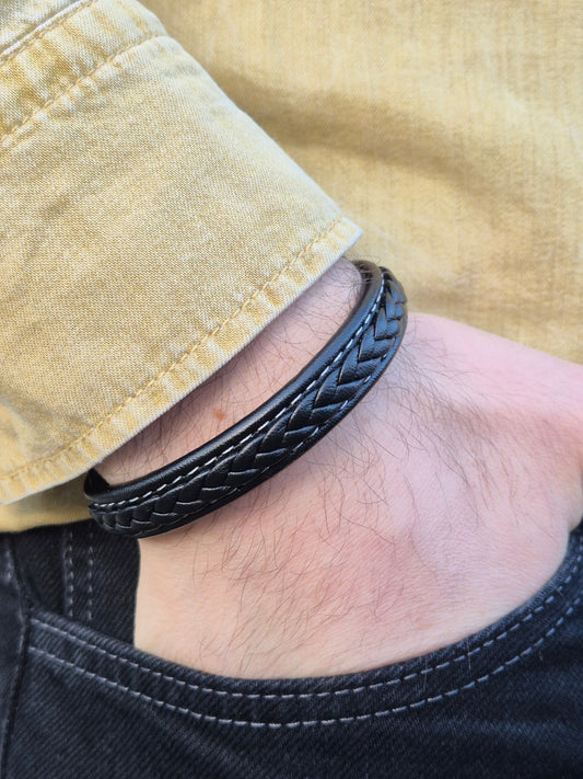 Lederarmband mit Verlängerungsglied Black