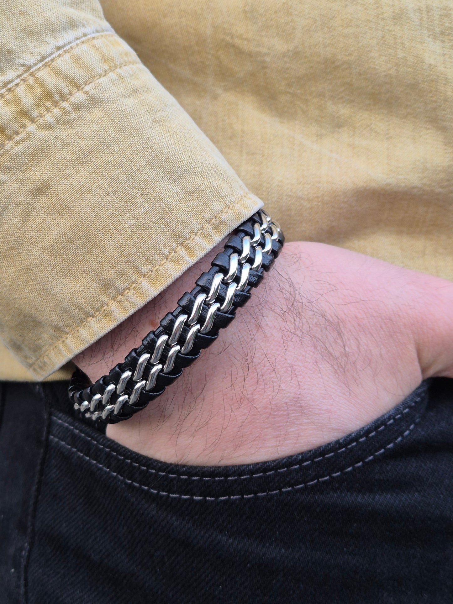 Lederarmband mit Verlängerungsglied Shadow