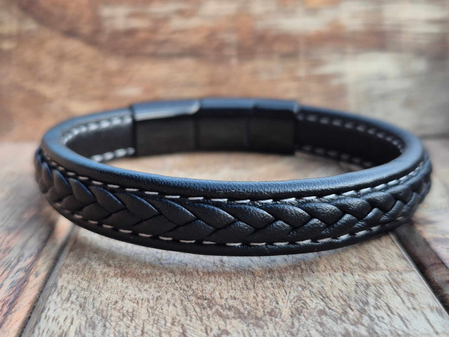 Lederarmband mit Verlängerungsglied Black