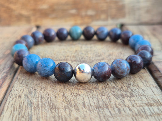 Nahle® 8mm Naturstein-Armband 925 Silberperle