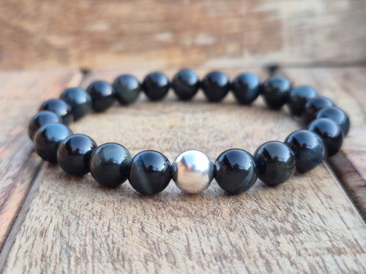 Nahle® 8mm Naturstein-Armband 925 Silberperle