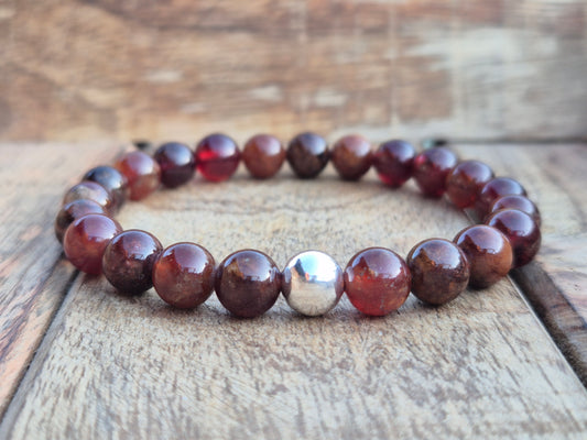 Nahle® 8mm Naturstein-Armband 925 Silberperle