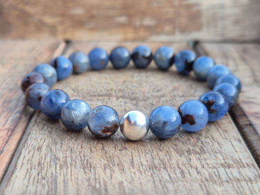 Nahle® 8mm Naturstein-Armband 925 Silberperle