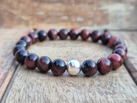 Nahle® 8mm Naturstein-Armband 925 Silberperle