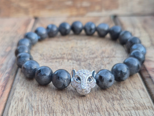 Nahle® 8mm Naturstein-Armband Larvikit Panther