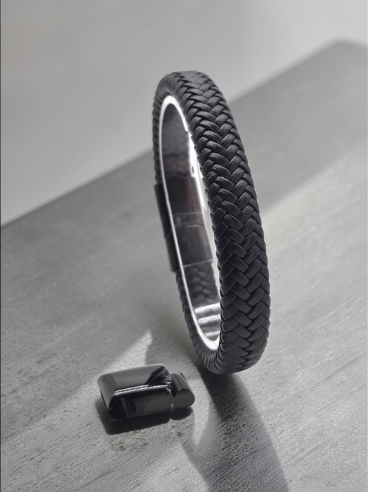 Lederarmband mit Verlängerungsglied Ragnar in Schwarz-Braun-Blau/Schwarz