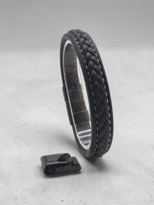 Lederarmband mit Verlängerungsglied Black