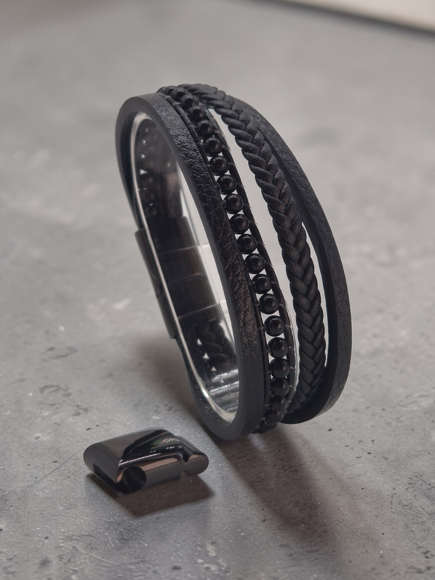 Lederarmband mit Verlängerungsglied Onyx Blade