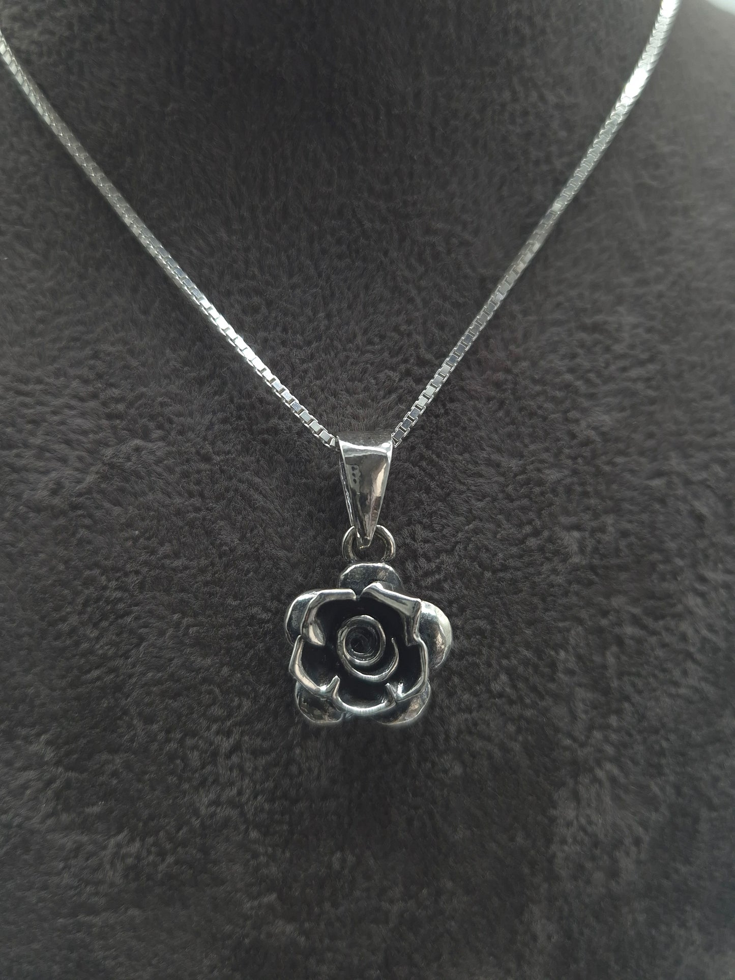Silber Venezianerkette 925 Rosenanhänger