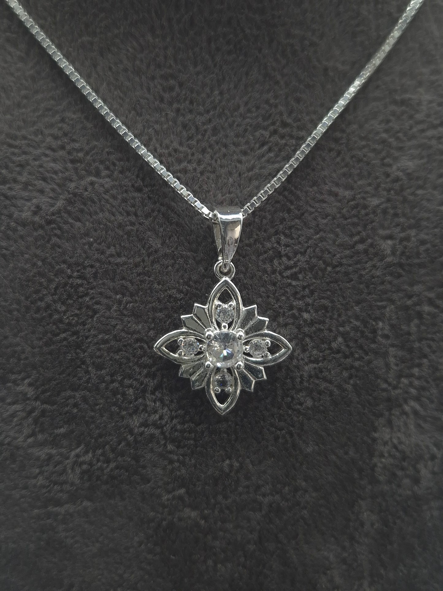 Silber Venezianerkette 925 Blumen-Kristall