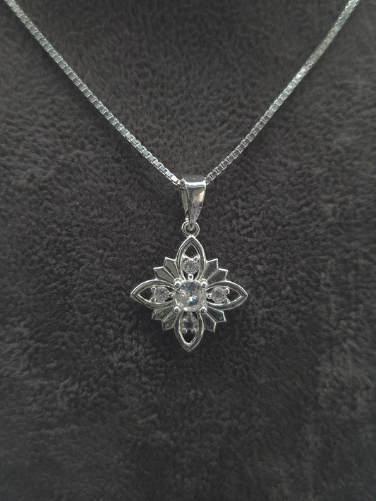 Silber Venezianerkette 925 Blumen-Kristall