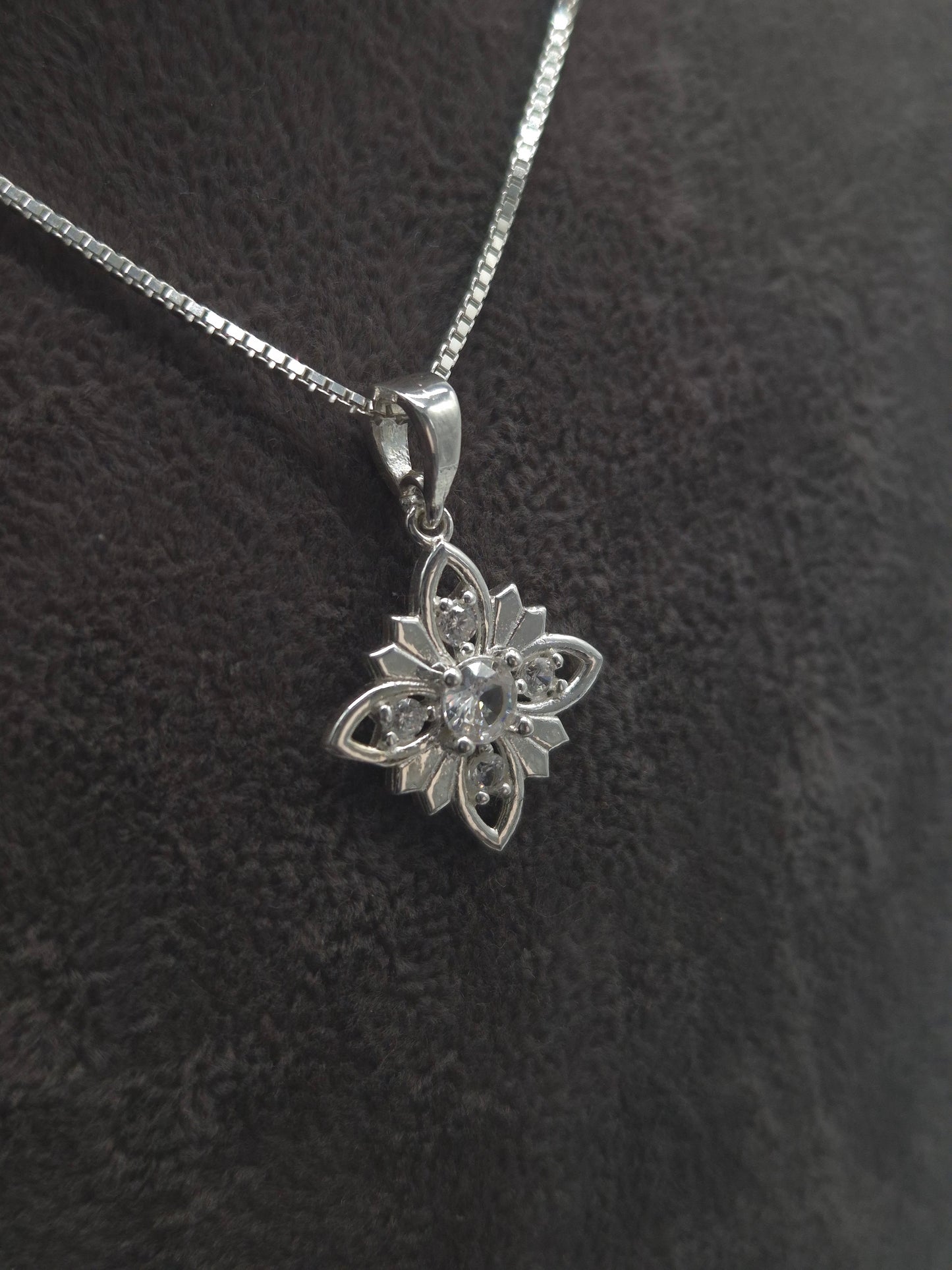 Silber Venezianerkette 925 Blumen-Kristall