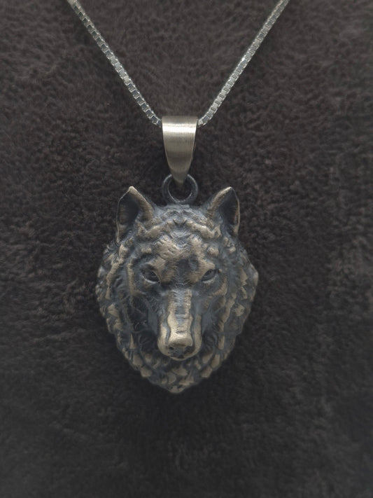 Silber Venezianerkette - Fuchsschwanzkette Wolf 925 Silberanhänger