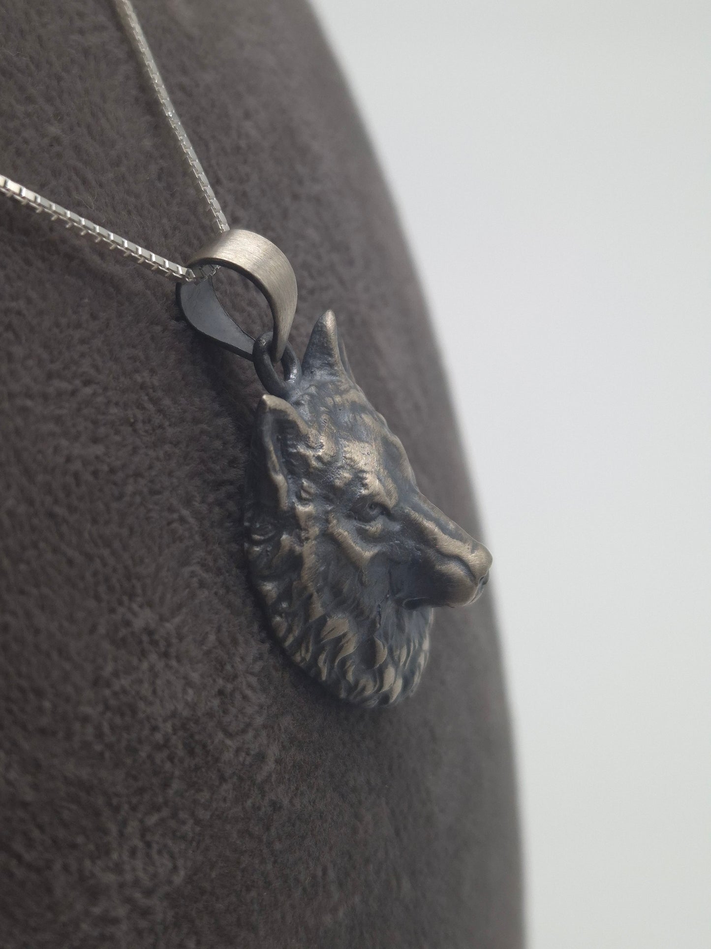 Silber Venezianerkette - Fuchsschwanzkette Wolf 925 Silberanhänger