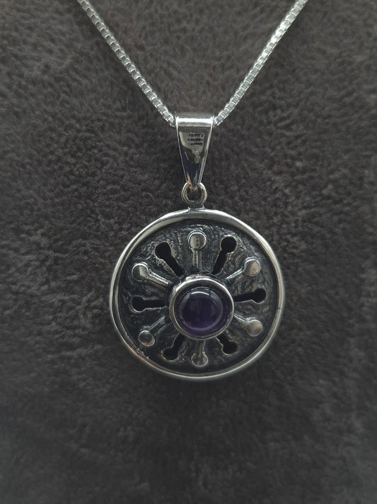 Silber Venezianerkette 925 Silberanhänger mit Amethyst