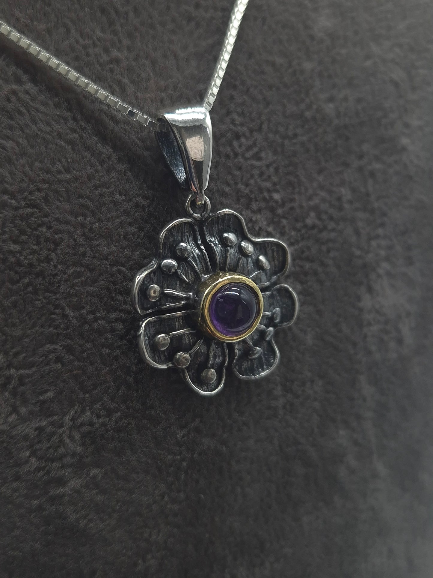 Silber Venezianerkette 925 Blume mit Amethyst