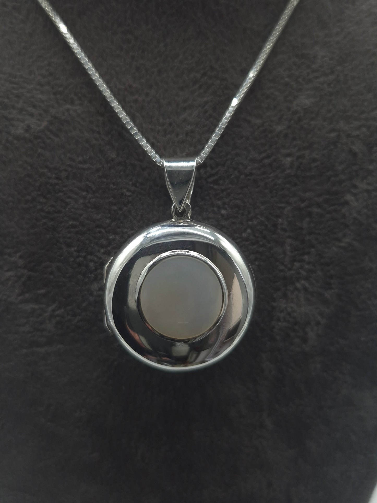 Silber Venezianerkette - Panzerkette Perlmutt-Medaillon 925 Silberanhänger