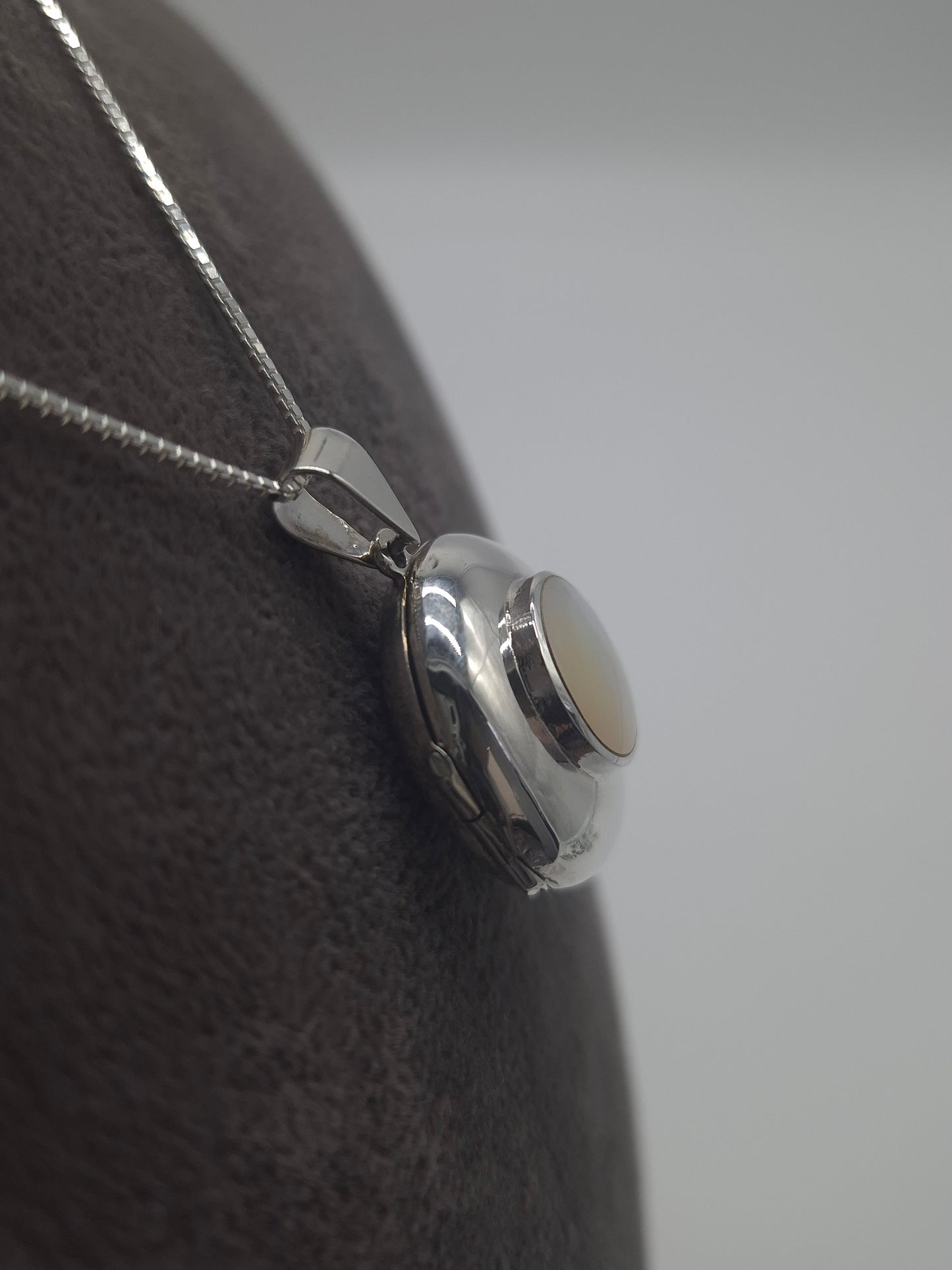 Silber Venezianerkette - Panzerkette Perlmutt-Medaillon 925 Silberanhänger
