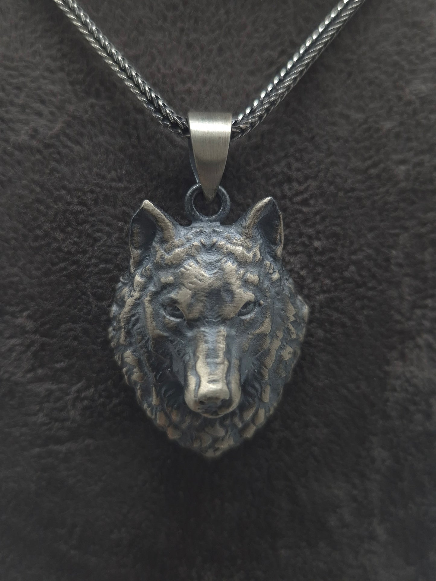 Silber Venezianerkette - Fuchsschwanzkette Wolf 925 Silberanhänger