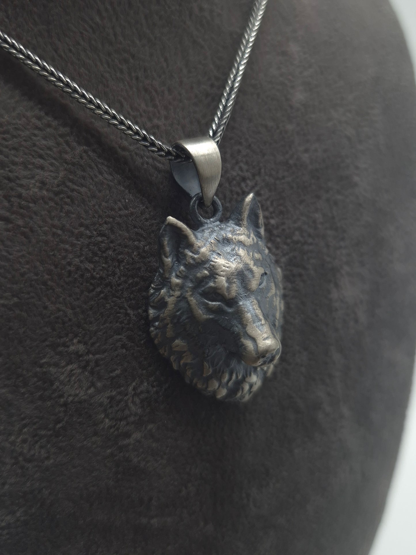 Silber Venezianerkette - Fuchsschwanzkette Wolf 925 Silberanhänger