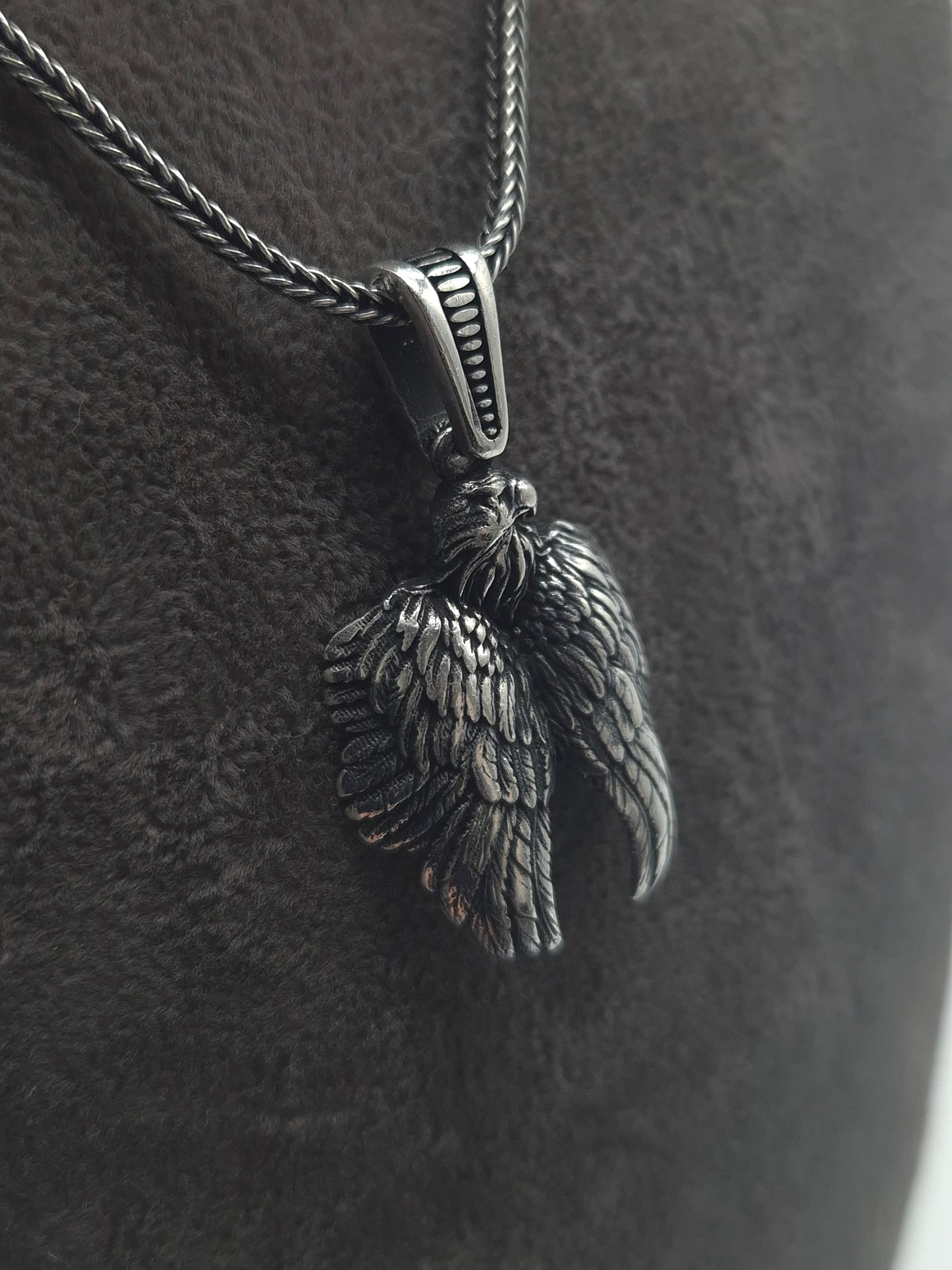 Silber Fuchsschwanzkette Adler 925 Silberanhänger