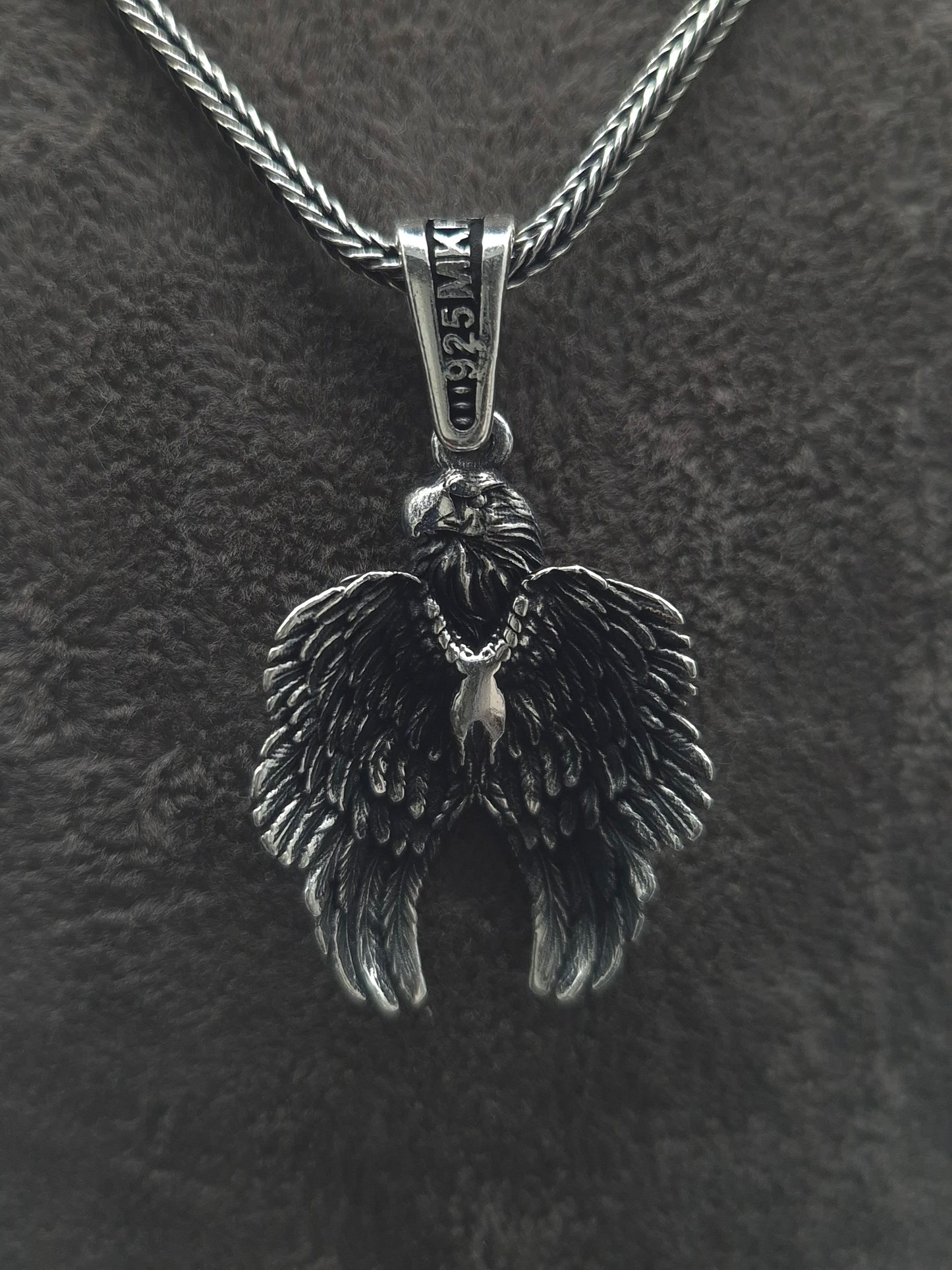 Silber Fuchsschwanzkette Adler 925 Silberanhänger