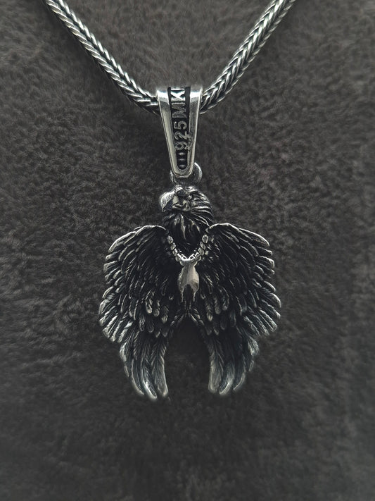 Silber Fuchsschwanzkette Adler 925 Silberanhänger