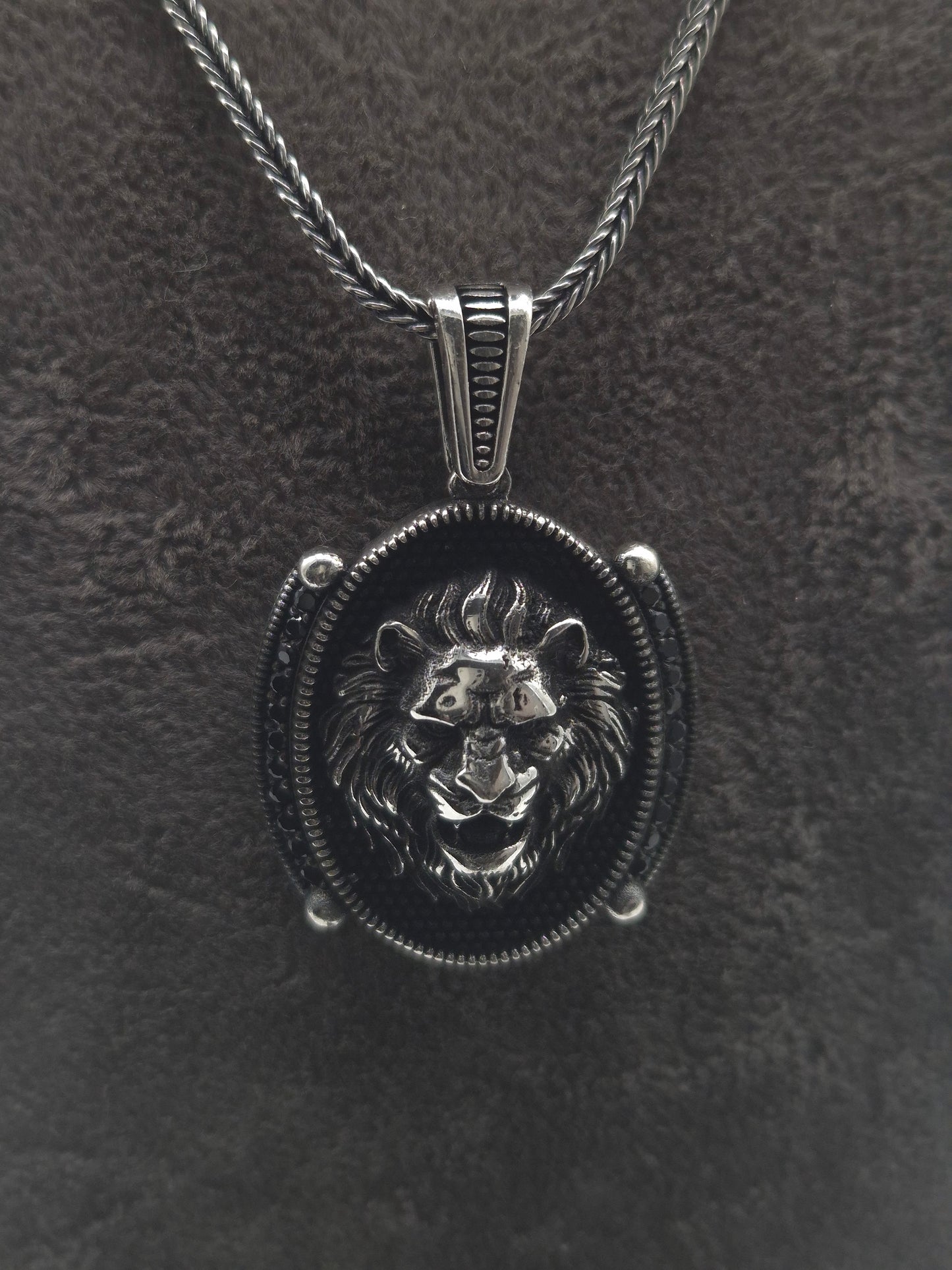 Silber Fuchsschwanzkette Löwe 925 Silberanhänger
