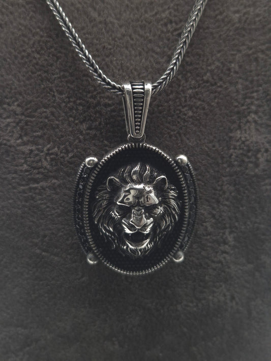 Silber Fuchsschwanzkette Löwe 925 Silberanhänger