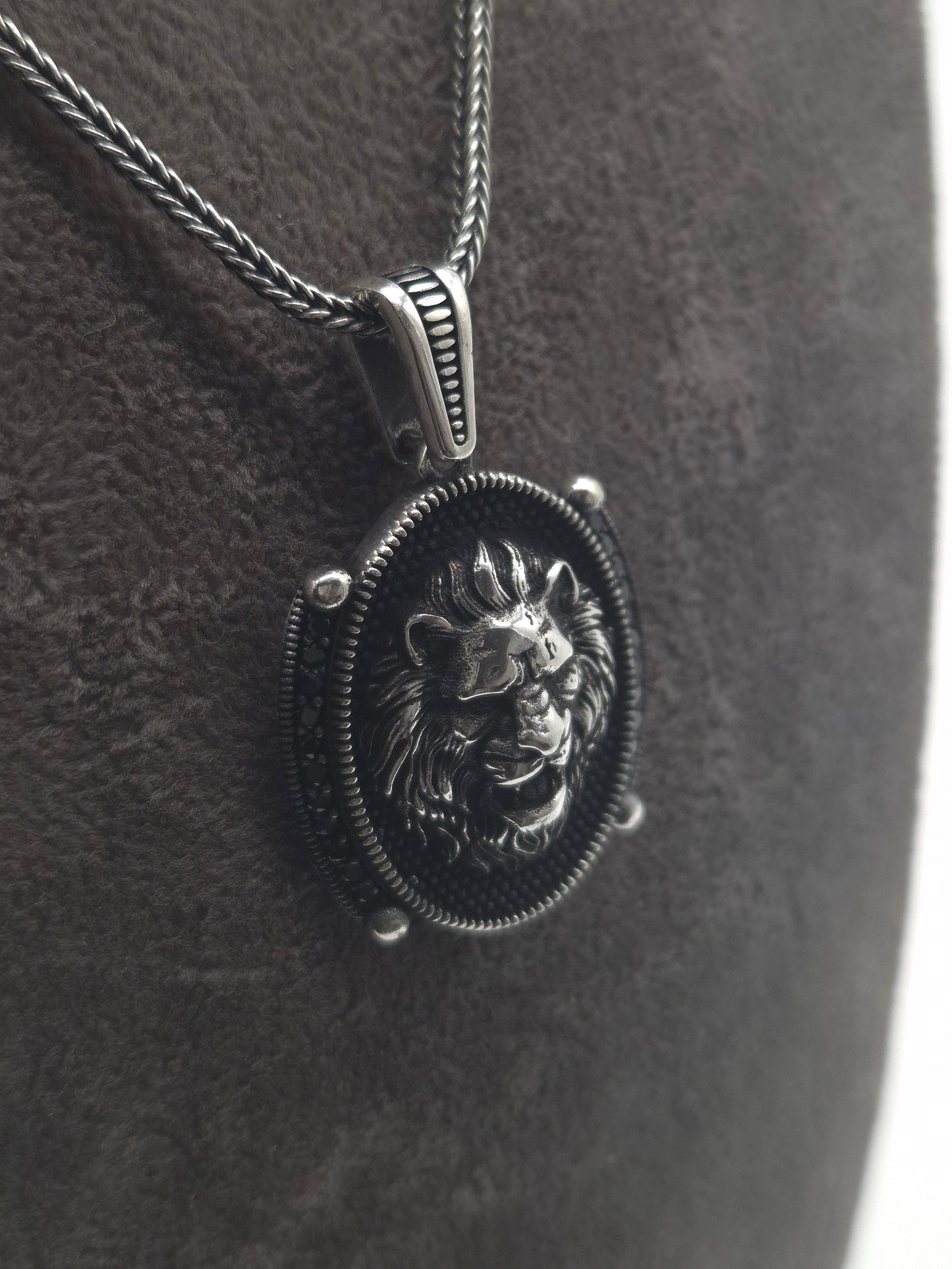 Silber Fuchsschwanzkette Löwe 925 Silberanhänger
