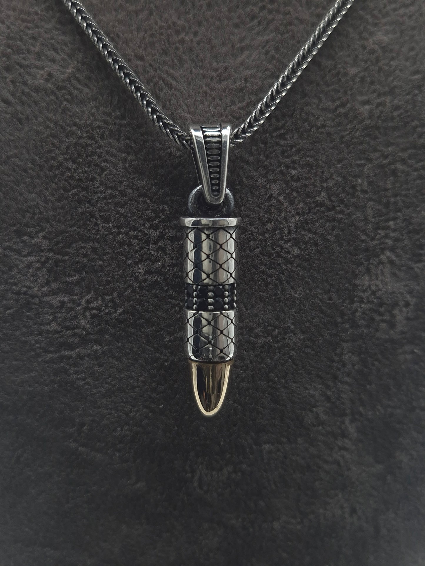 Silber Fuchsschwanzkette Patrone 925 Silberanhänger